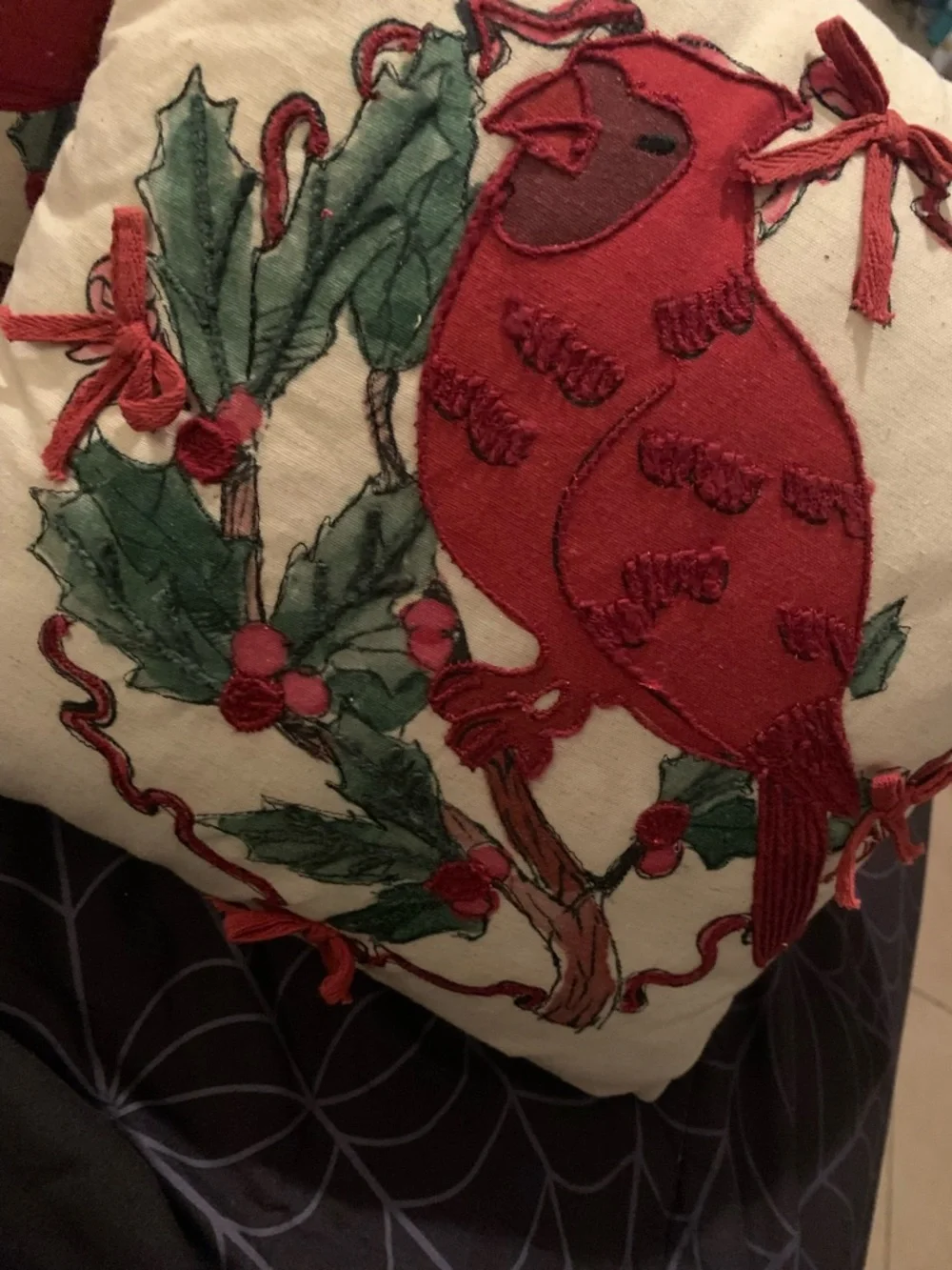 2-St. Nicholas Square® Faux Linen Cardinal Decorative Throw Pillow